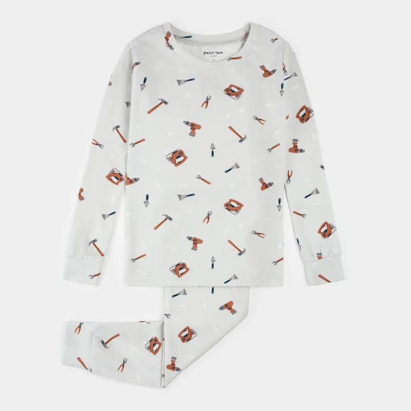 2PC LIGHT GREY PYJAMA TOOL PRINT / 26SRS31Q04/K
