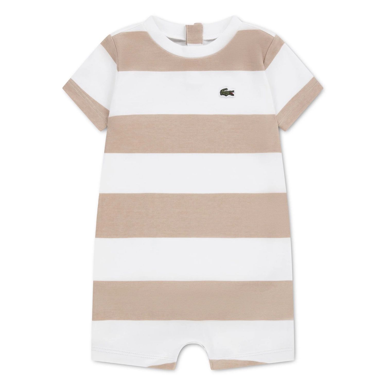 WHITE & TAN STRIPED SHORT ROMPER / 547466-X6F