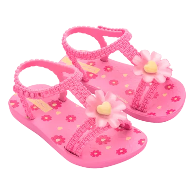 PINK DAISY SANDAL BABY YELLOW HEART / 83355-BO603