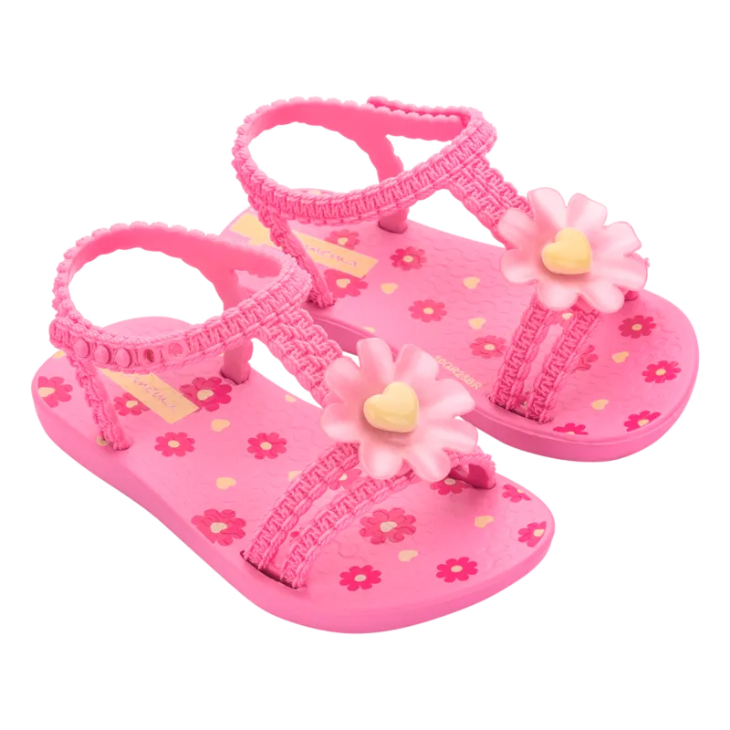 PINK DAISY SANDAL BABY YELLOW HEART / 83355-BO603