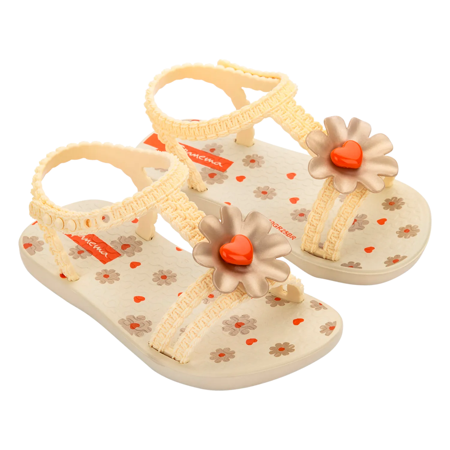 BEIGE SAIDY SANDAL BABY ORANGE HEART TRIM / 83355-BO605