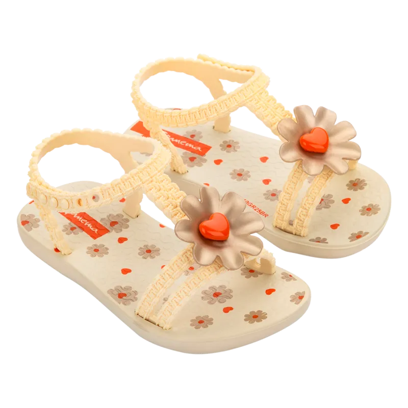 BEIGE SAIDY SANDAL BABY ORANGE HEART TRIM / 83355-BO605