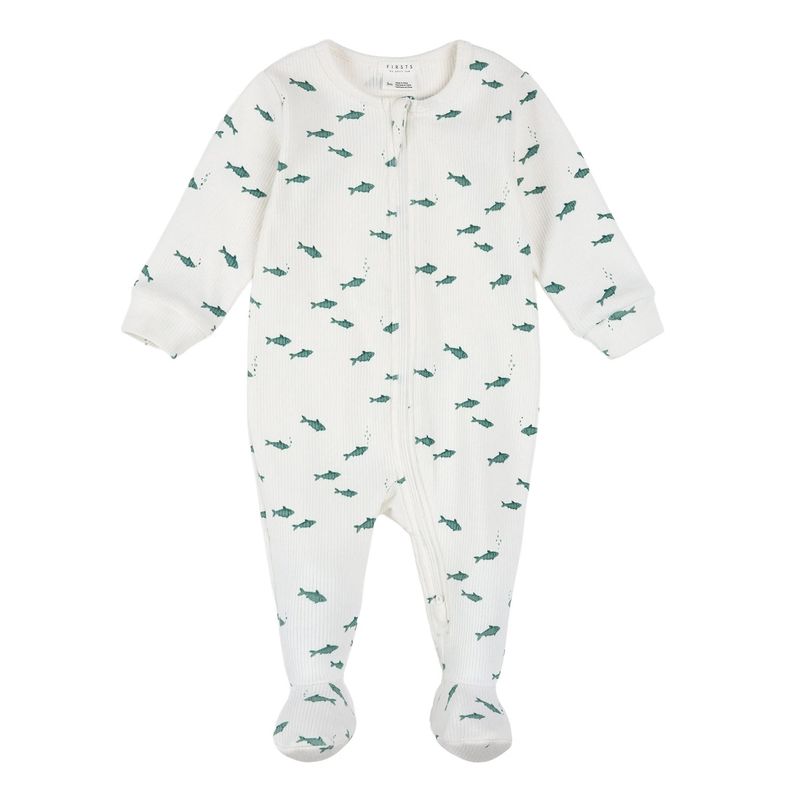 OFF WHITE SLEEPER GREEN FISH PRINT 2WAY ZIPPER CLOSURE / 26SGL37P01/B