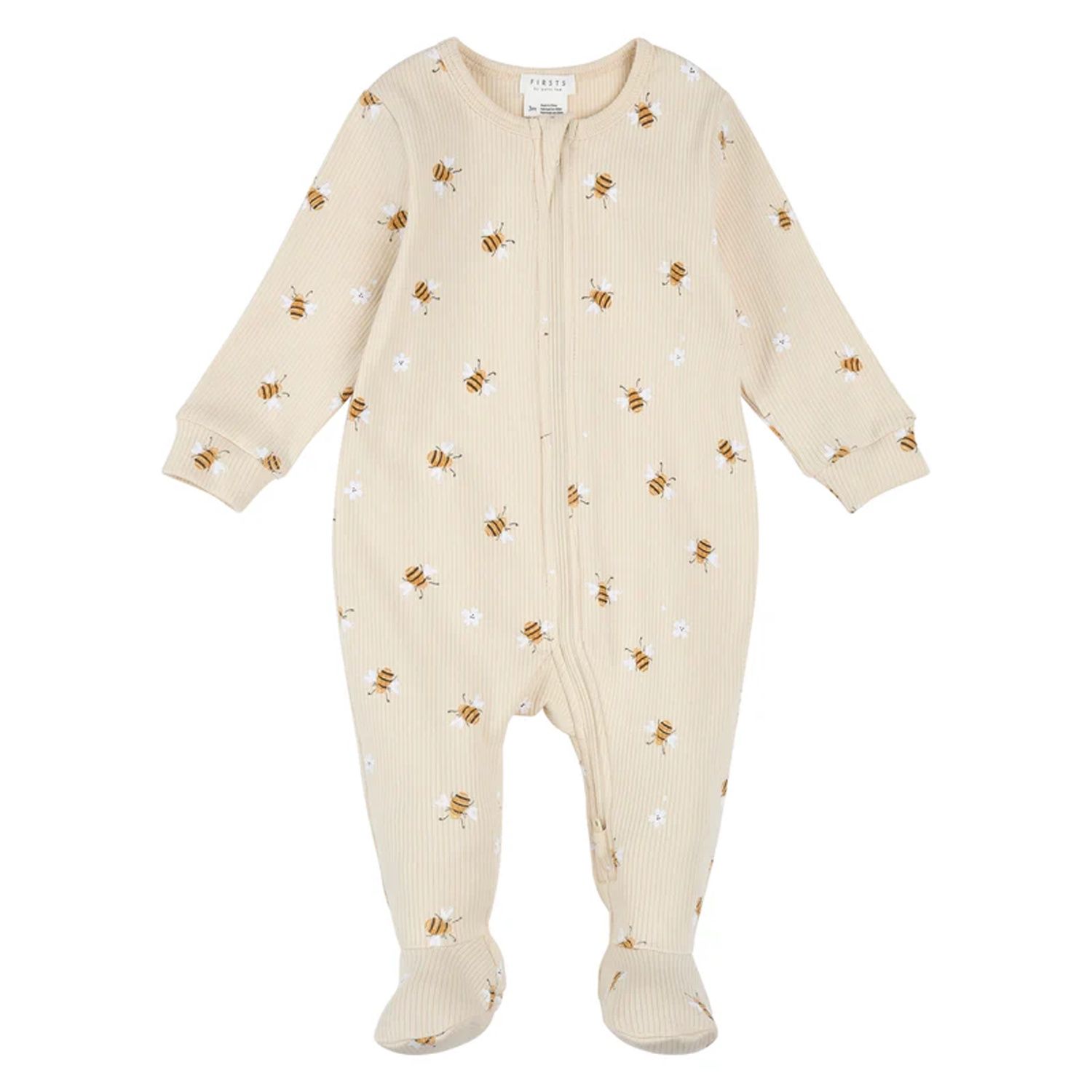 BEIGE SLEEPER BUMBLEBEE PRINT RIBBED 2WAY ZIPPER CLOSURE / 26SGL38P02/B