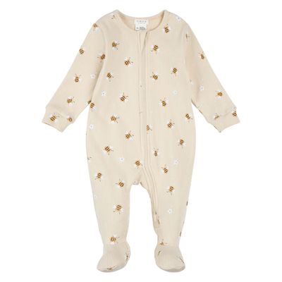 BEIGE SLEEPER BUMBLEBEE PRINT RIBBED 2WAY ZIPPER CLOSURE / 26SGL38P02/B