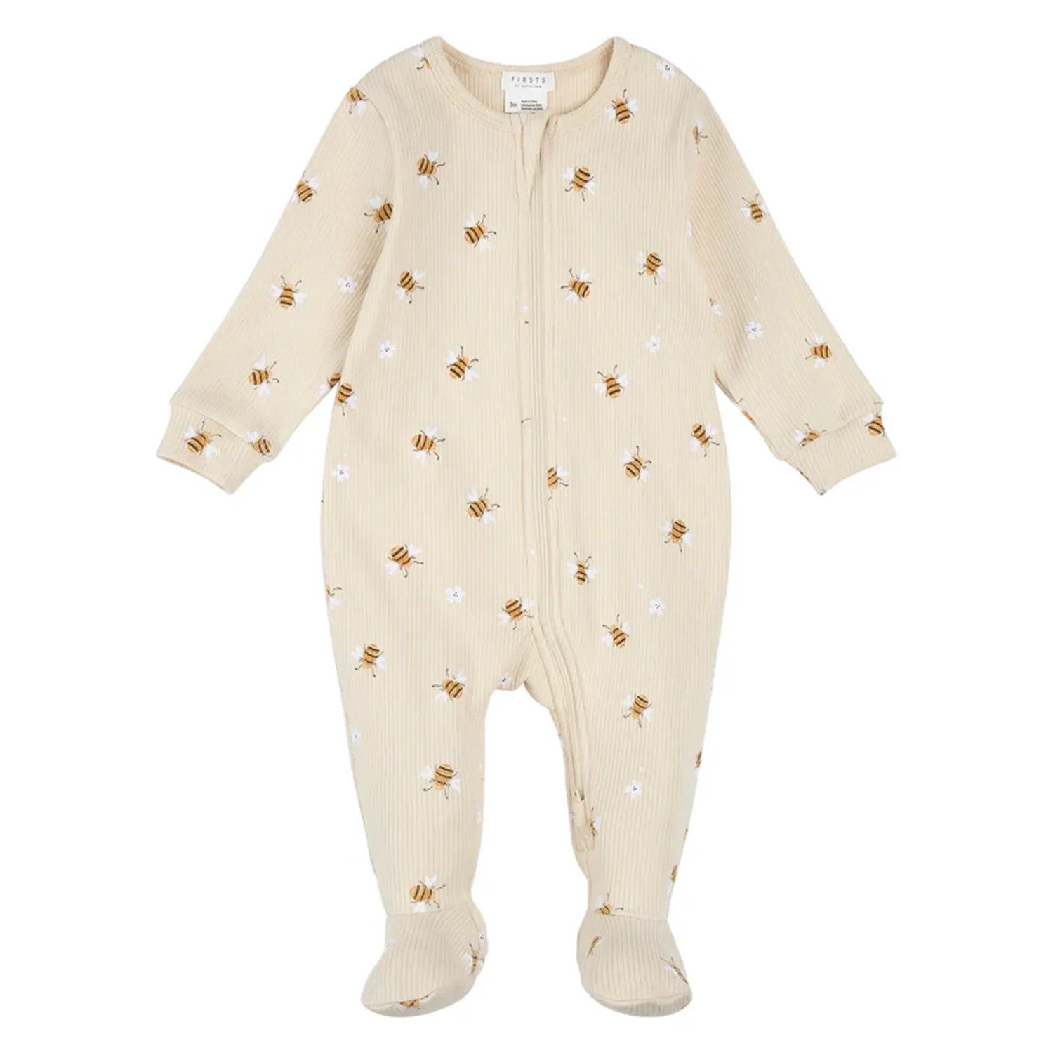 BEIGE SLEEPER BUMBLEBEE PRINT RIBBED 2WAY ZIPPER CLOSURE / 26SGL38P02/B BEIGE SLEEPER BUMBLEBEE PRINT RIBBED 2WAY ZIPPER CLOSURE / 26SGL38P02/B