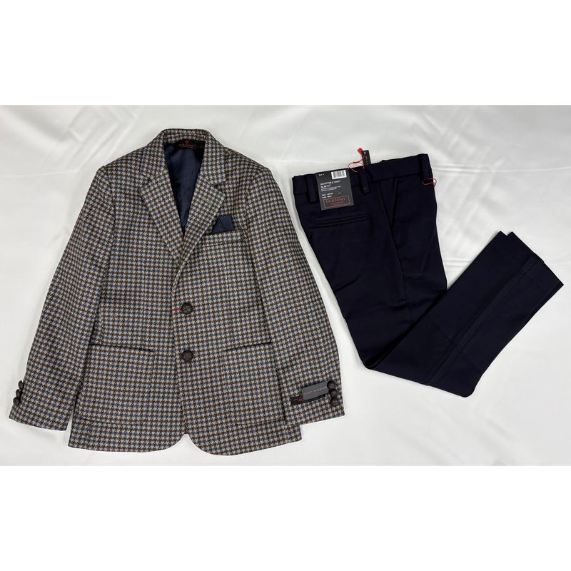 2PC BRWN NAVY BEIGE HOUNDSTOOTH JACKET NAVY PANT / BLZ-5452 2PC BRWN NAVY BEIGE HOUNDSTOOTH JACKET NAVY PANT / BLZ-5452
