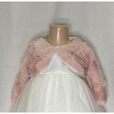 BLUSH PINK FAUX FUR BOLERO PEARL BUTTON CLOSURE / SKC40