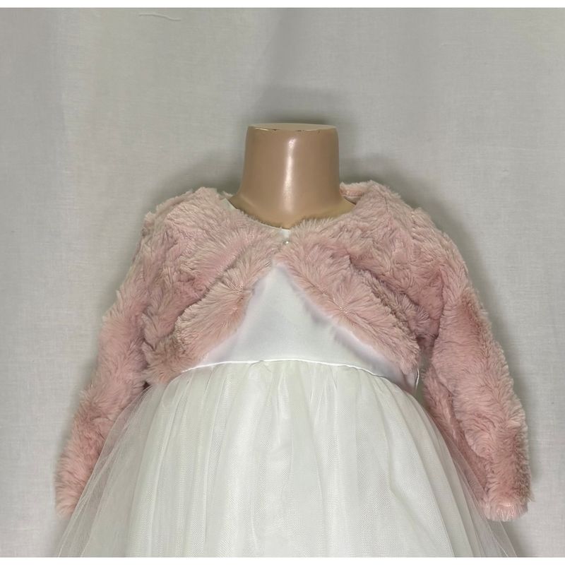 BLUSH PINK FAUX FUR BOLERO PEARL BUTTON CLOSURE / SKC40