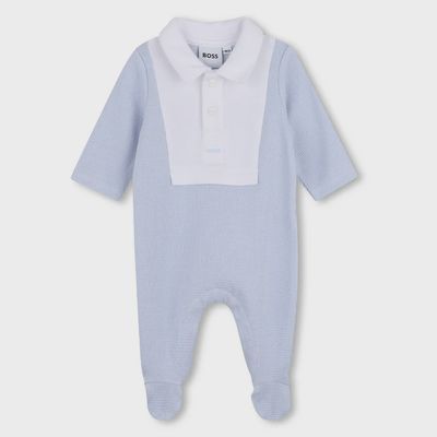 PALE BLUE SLEEPER WHITE COLLAR & FRONT PANEL WAFFLE PRINT / J53040-771