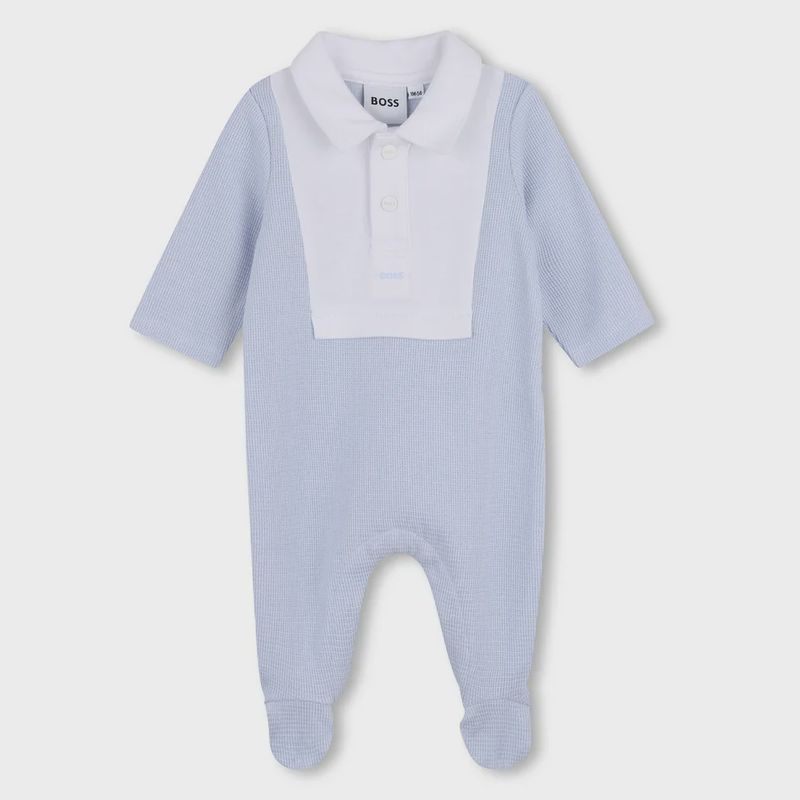PALE BLUE SLEEPER WHITE COLLAR & FRONT PANEL WAFFLE PRINT / J53040-771