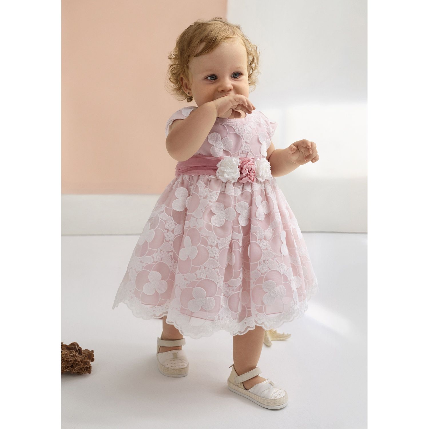 PINK ORGANZA EMBROIDERED DRESS / 5009-006