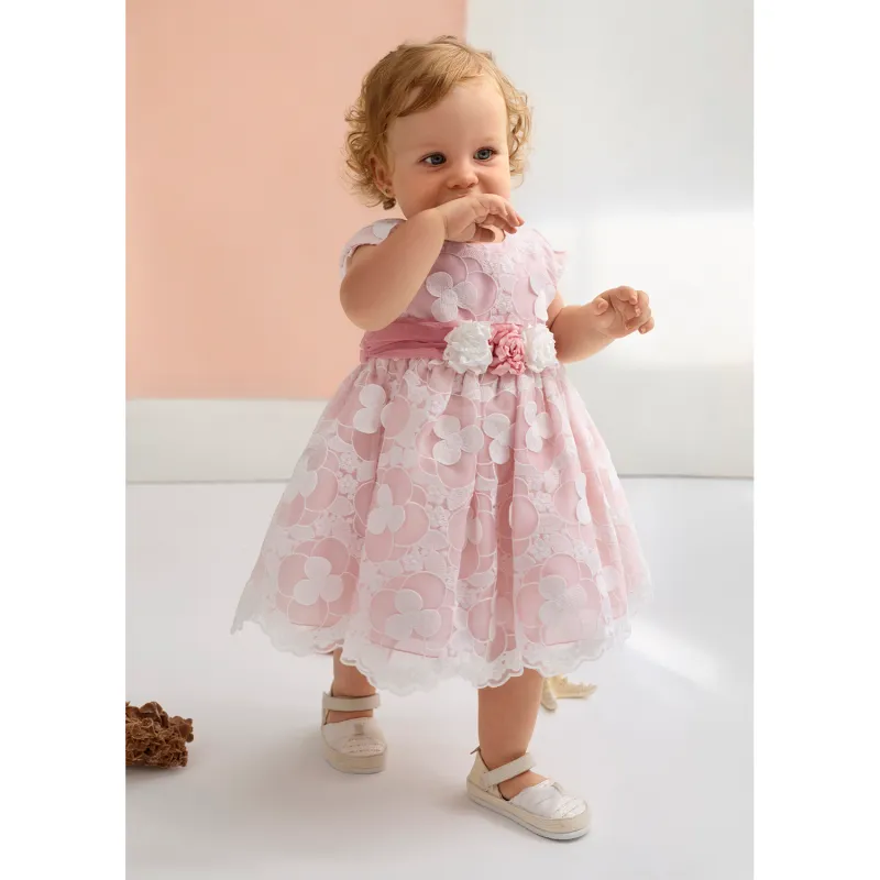 PINK ORGANZA EMBROIDERED DRESS / 5009-006