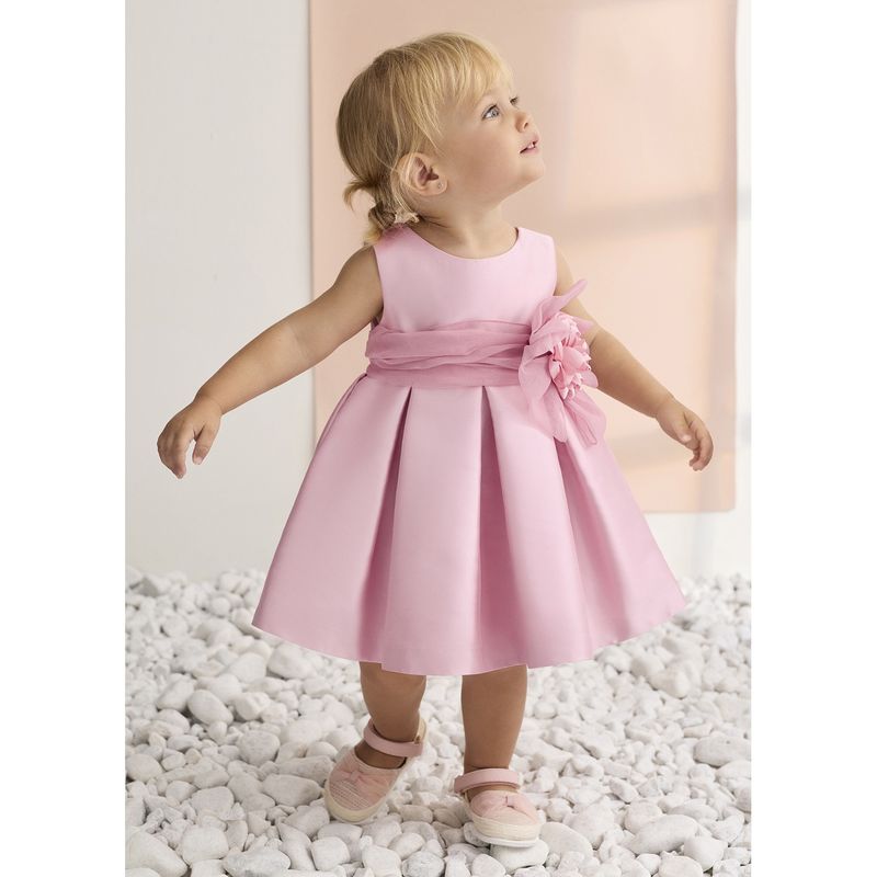 ROSE DRESS RAFFETA ORGANZA BELT & FLOWER APPLIQUE / 5010-085