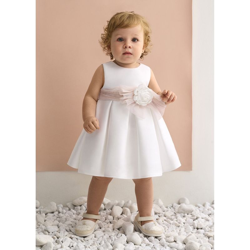 CREAM GOLD BELT WITH FLOWER APPLIQUE PLEATED / 5010-086