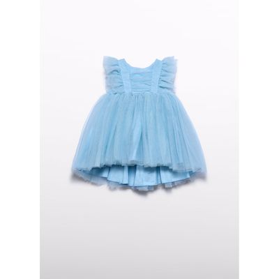 SKY BLUE TULLE DRESS PLEATED BODICE / 5012-089