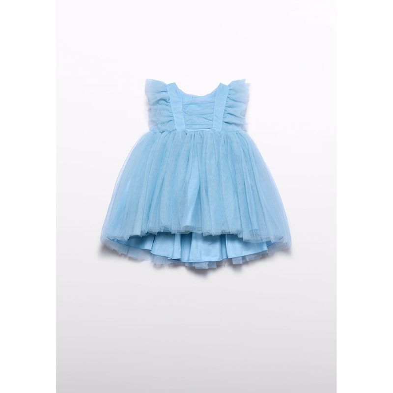 SKY BLUE TULLE DRESS PLEATED BODICE / 5012-089