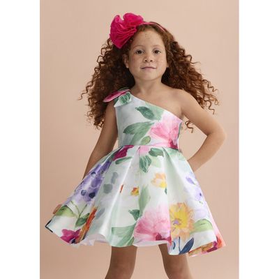 GREEN/YEL/PURPLE PRINTED DRESS PLEATED / 5044-002