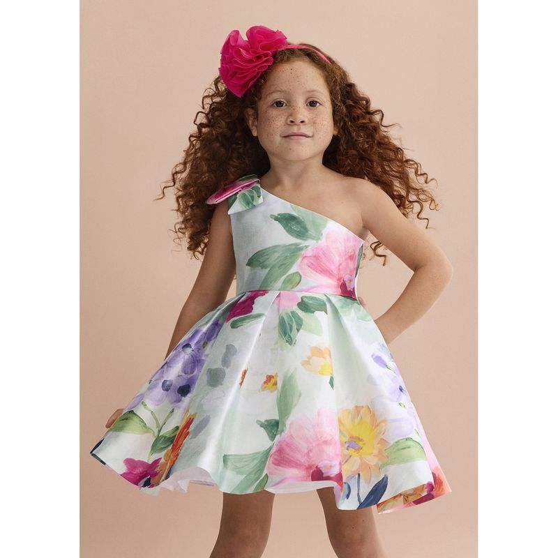 GREEN/YEL/PURPLE PRINTED DRESS PLEATED / 5044-002