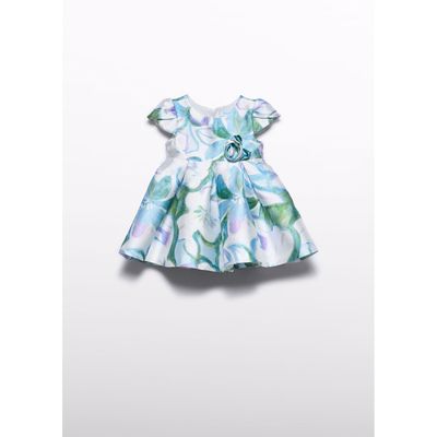 SKY BLUE PRINTED MIKADO DRESS MCL CAP SLEEVE / 5013-008