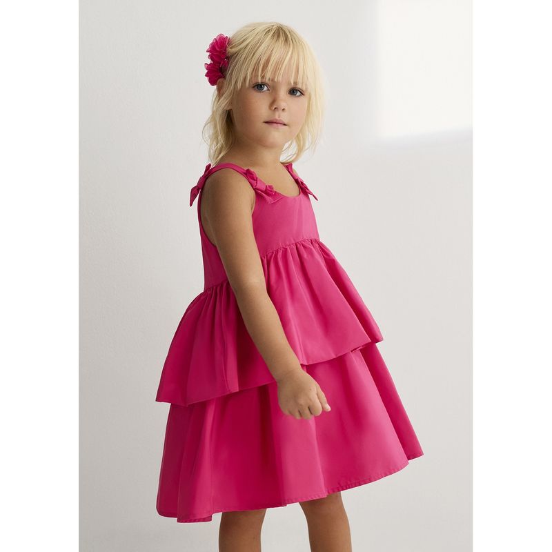 FUSCHIA TAFFETA DRESS TIERED LAYERS / 5041-073