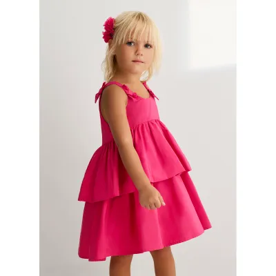 FUSCHIA TAFFETA DRESS TIERED LAYERS / 5041-073