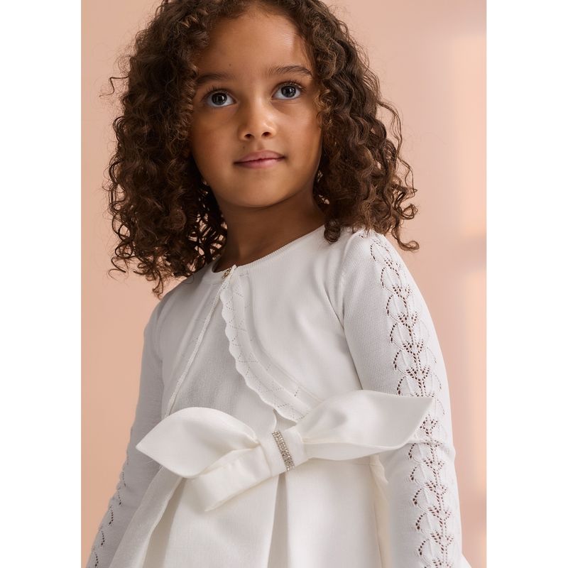 CREAM KNIT BOLERO CUTOUT SLEEVE PATTERN & EDGING TRIM / 5304-043