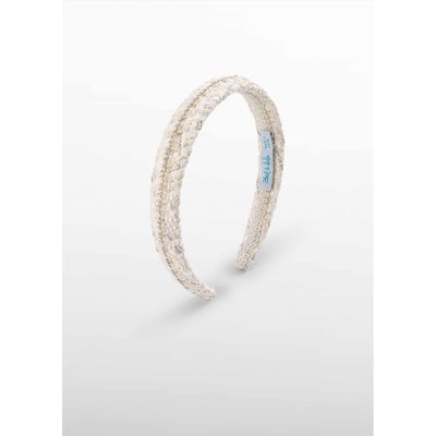 CREAM TWEED HEADBAND GOLD TRIM / 5471-010