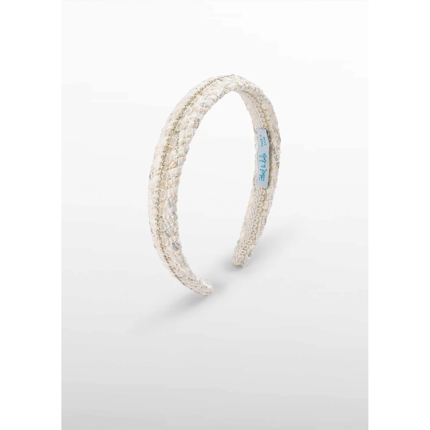 CREAM TWEED HEADBAND GOLD TRIM / 5471-010