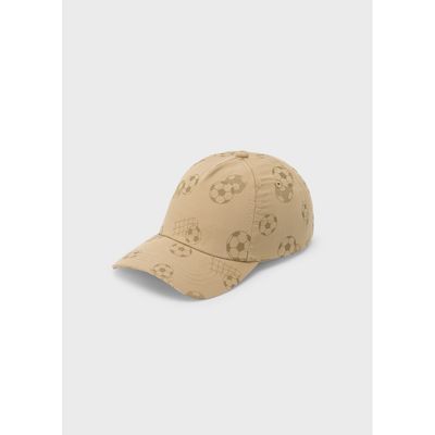 LIGHT BROWN BASEBALL CAP SOCCER PRINT / 10194-24