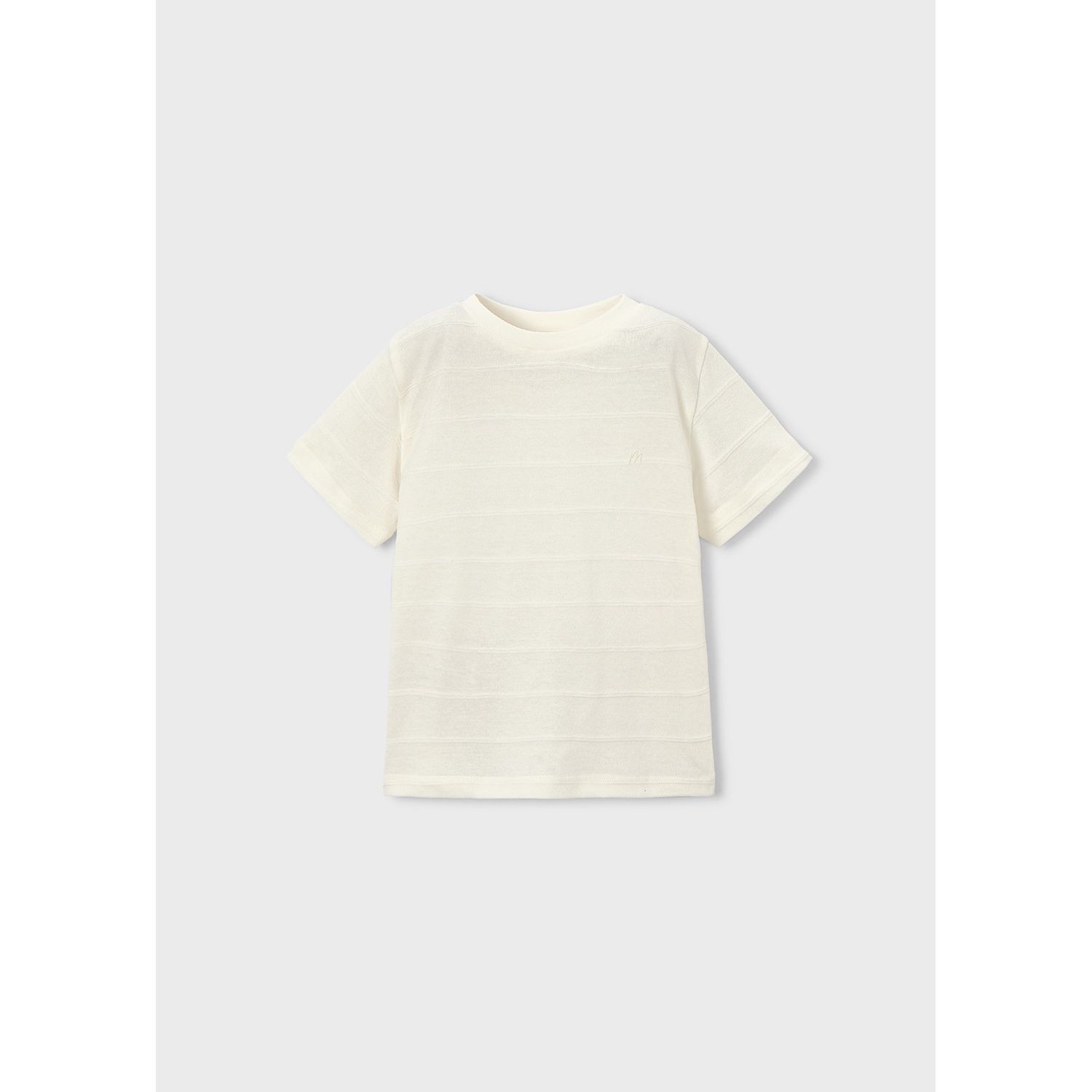CREAM TSHIRT SHORT SLEEVE TONE ON TONE PATTERN / 3061-057