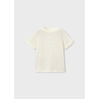 CREAM TSHIRT SHORT SLEEVE TONE ON TONE PATTERN / 3061-057