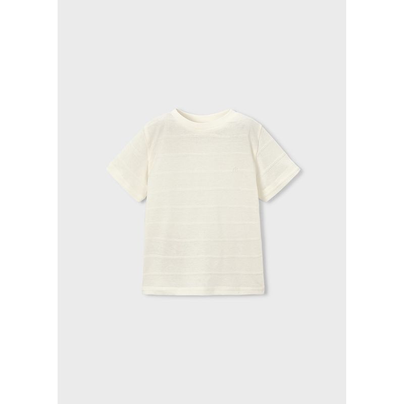 CREAM TSHIRT SHORT SLEEVE TONE ON TONE PATTERN / 3061-057