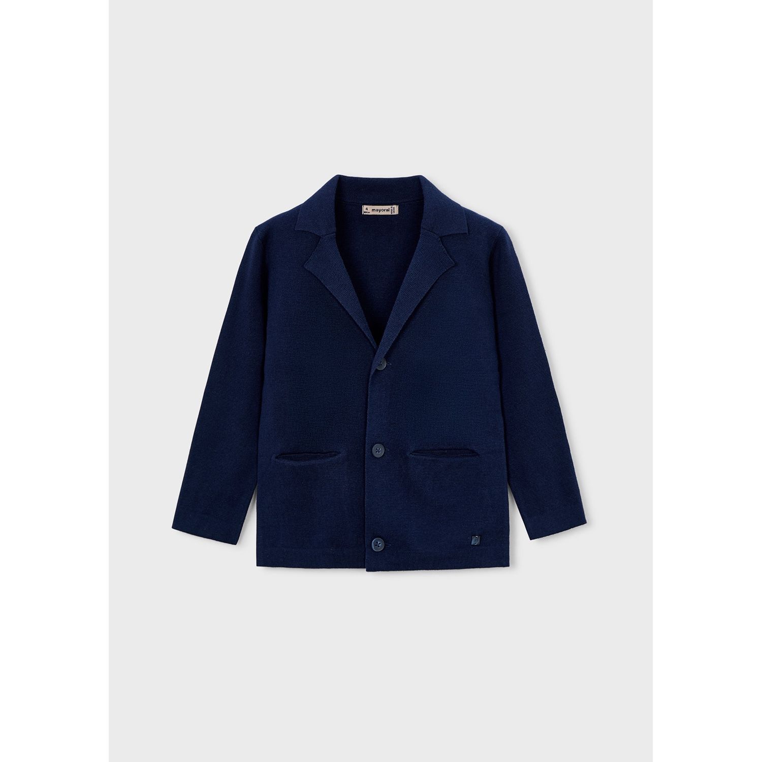 NAVY KNIT CARDIGAN SHAWL COLLAR / 3436-071