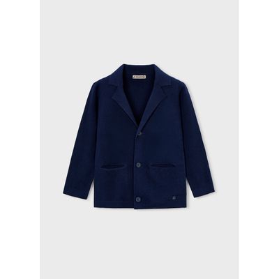 NAVY KNIT CARDIGAN SHAWL COLLAR / 3436-071