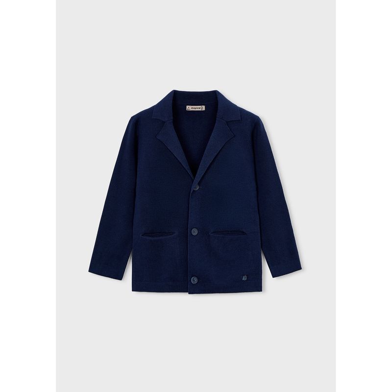 NAVY KNIT CARDIGAN SHAWL COLLAR / 3436-071