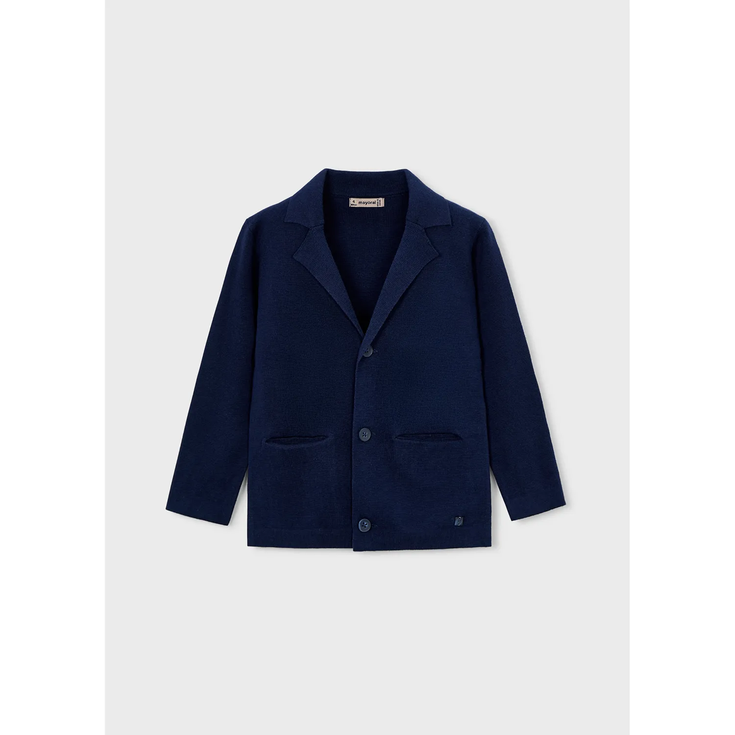 NAVY KNIT CARDIGAN SHAWL COLLAR / 3436-071