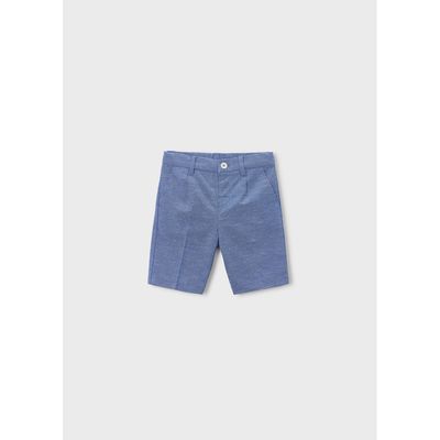 INDIGO BLUE LINEN BERMUDA SHORT / 3201-050