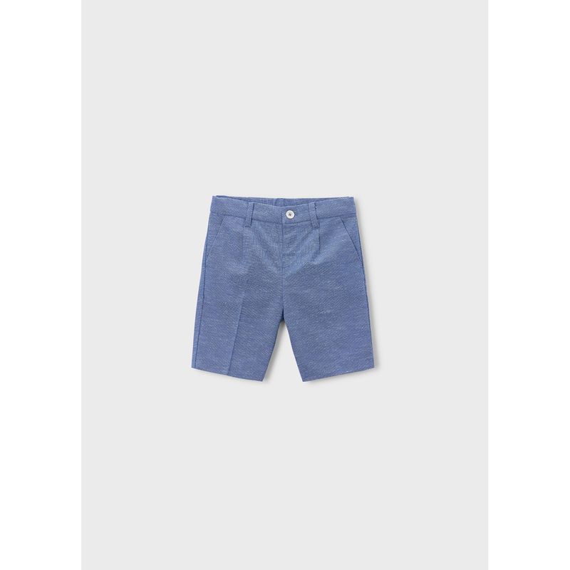 INDIGO BLUE LINEN BERMUDA SHORT / 3201-050