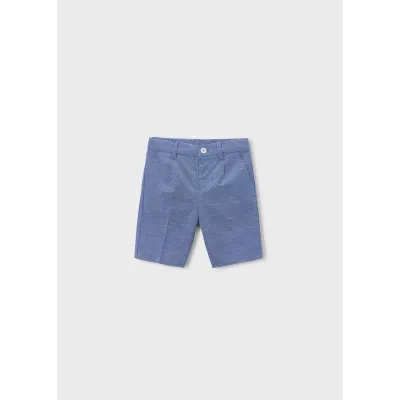 INDIGO BLUE LINEN BERMUDA SHORT / 3201-050