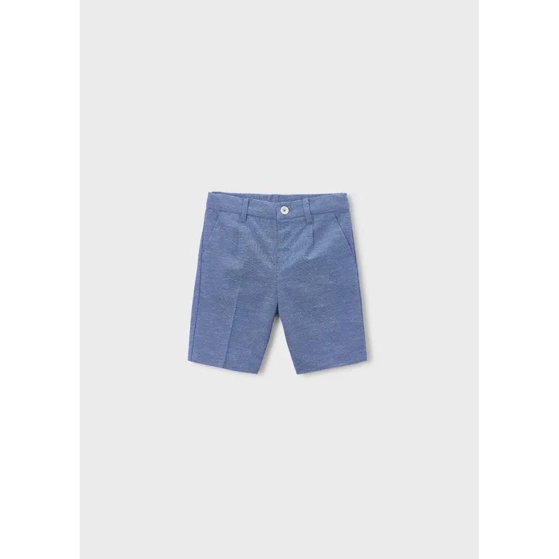 INDIGO BLUE LINEN BERMUDA SHORT / 3201-050