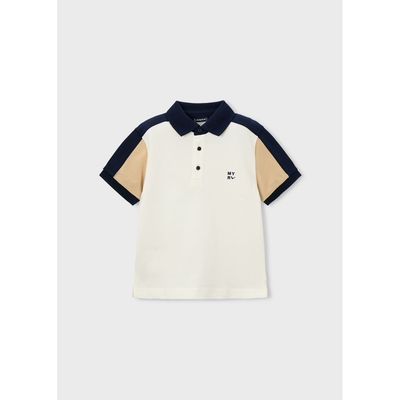 CREAM POLO TOP NAVY COLLAR & TRIM SHORT SLEEVE / 3109-041