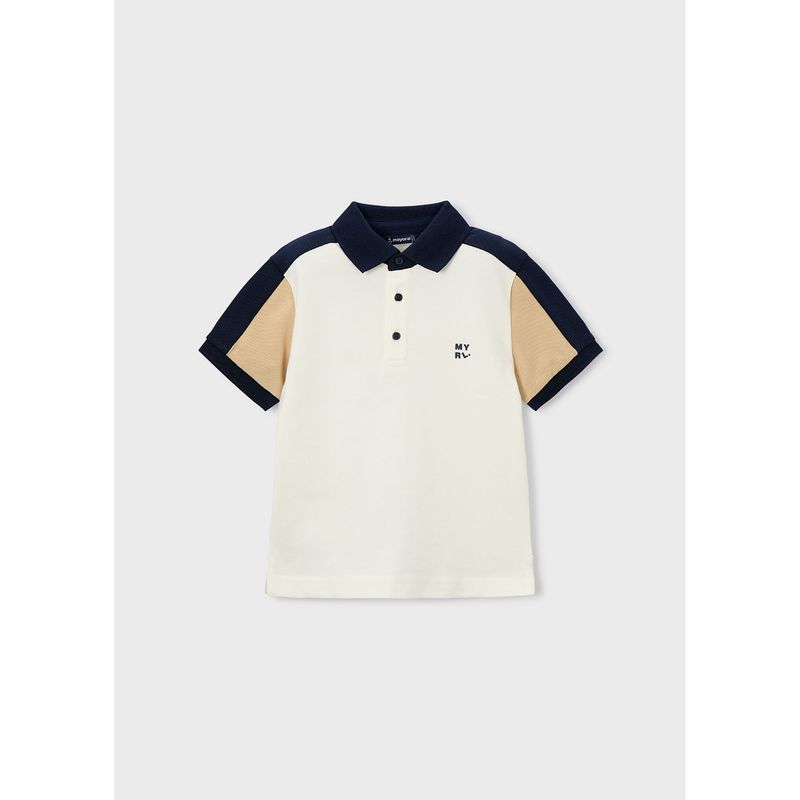 CREAM POLO TOP NAVY COLLAR & TRIM SHORT SLEEVE / 3109-041