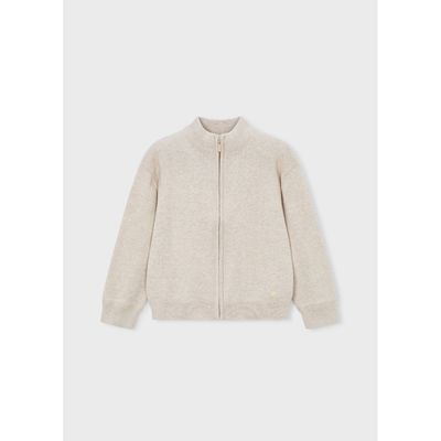 BEIGE KNIT CARDIGAN ZIP CLOSURE / 3382-063