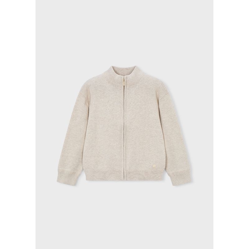 BEIGE KNIT CARDIGAN ZIP CLOSURE / 3382-063