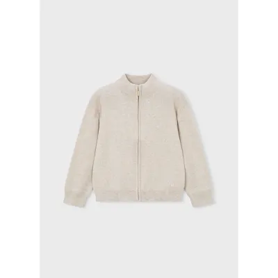 BEIGE KNIT CARDIGAN ZIP CLOSURE / 3382-063