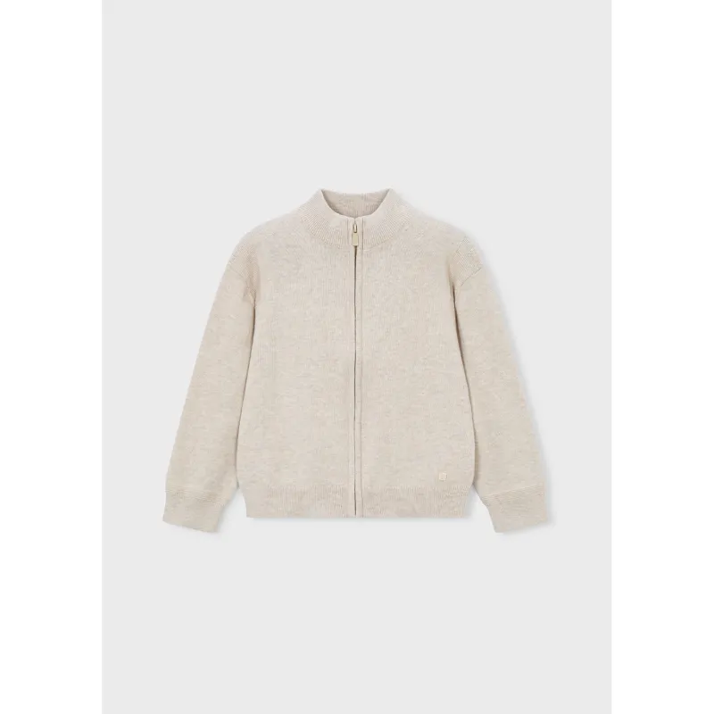 BEIGE KNIT CARDIGAN ZIP CLOSURE / 3382-063