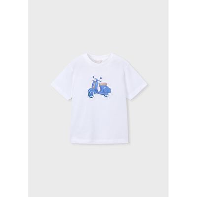 WHITE TSHIRT BLUE SCOOTER SHORT SLEEVE / 3059-027