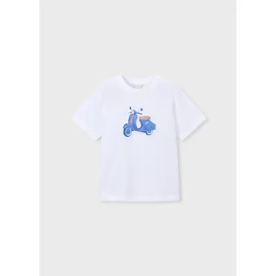 WHITE TSHIRT BLUE SCOOTER SHORT SLEEVE / 3059-027