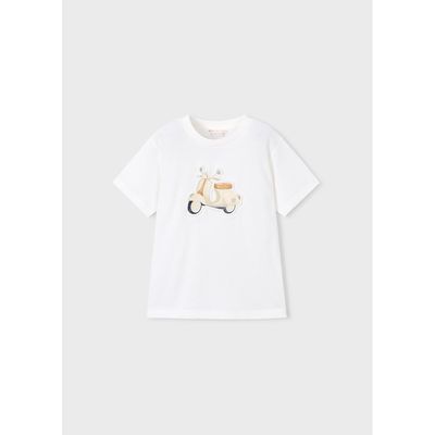 CREAM TSHIRT SCOOTER PRINT SHORT SLEEVE / 3059-026